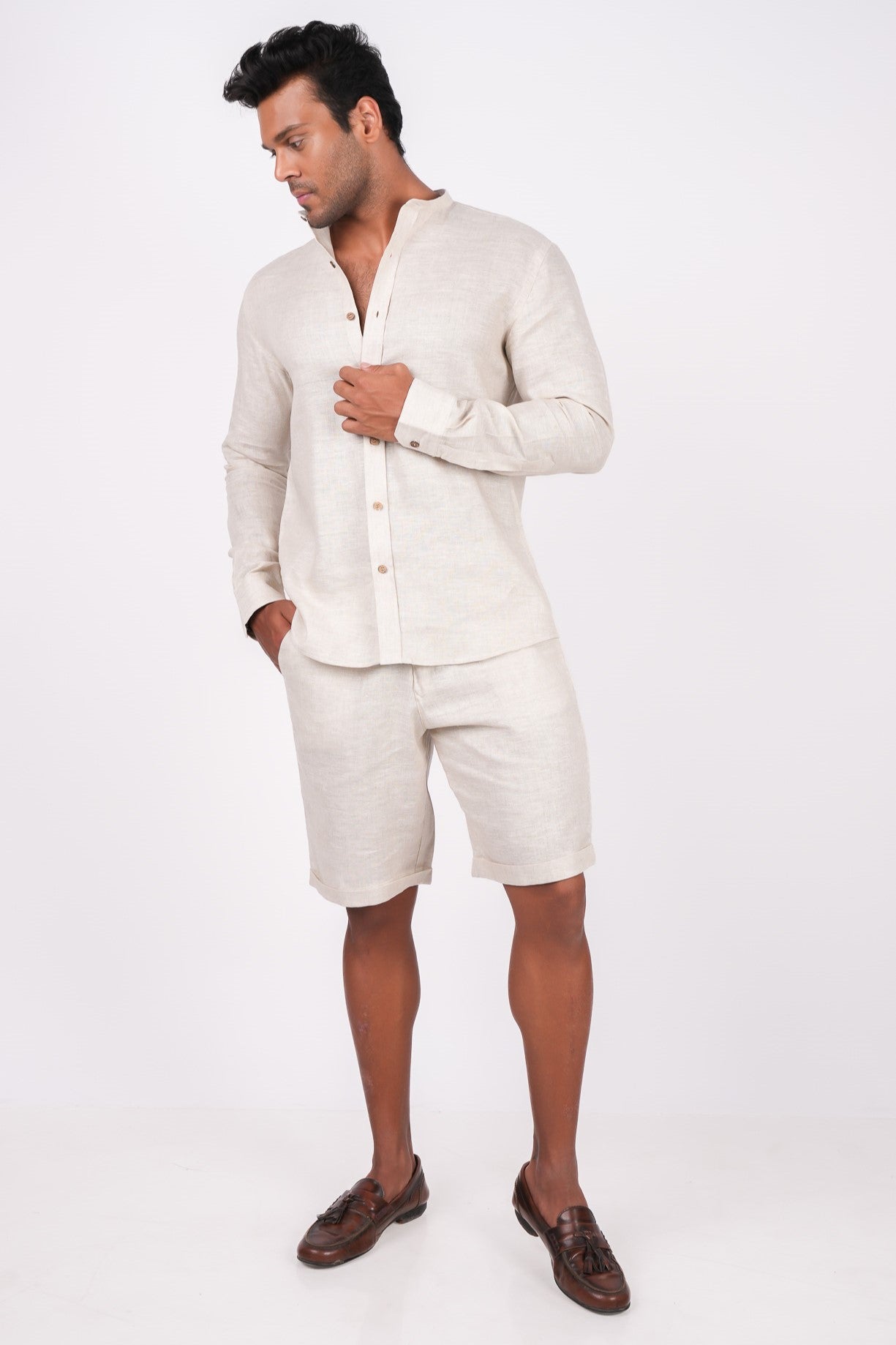Earthy Natural Linen Co-ord Set For Men – LININ