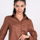Mocha Brown Full Sleeves Spread Collar Linen Shirt