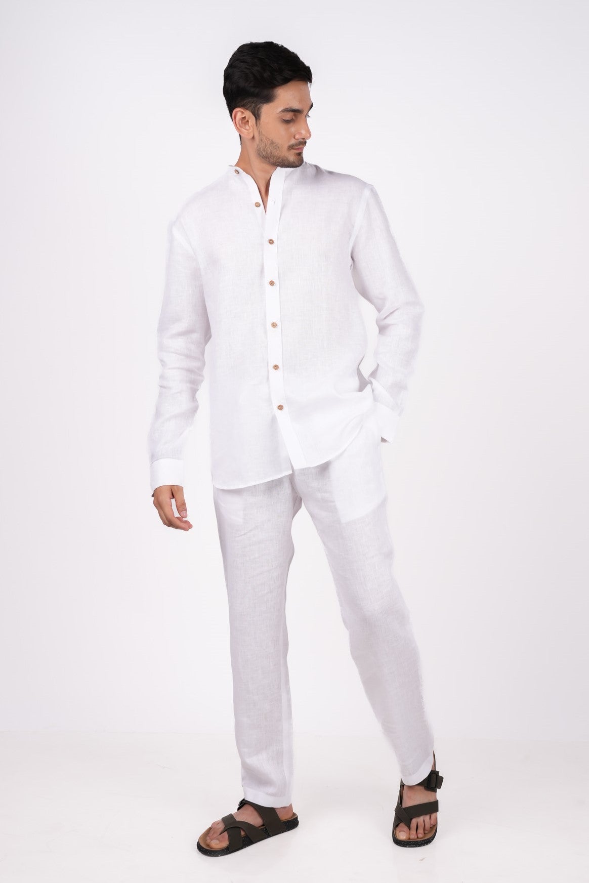 Pearl White Linen Co-ord Set For Men – LININ