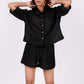 Midnight Black Linen Co-Ord Set - Includes Pair of Shorts and Half Sleeves Drooping Shoulder Shirt