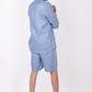 Ocean Blue Co-ord Set- Includes Pair of Shorts and Chinese Collar shirt