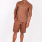 Mocha Brown Co-ord Set- Includes Pair of Shorts and Chinese Collar shirt