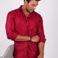 Cherry Red Regular Collar Shirt