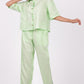 Kiwi Green Linen Co-Ord Set - Includes Pair of Pants and Half Sleeves Drooping Shoulder Shirt
