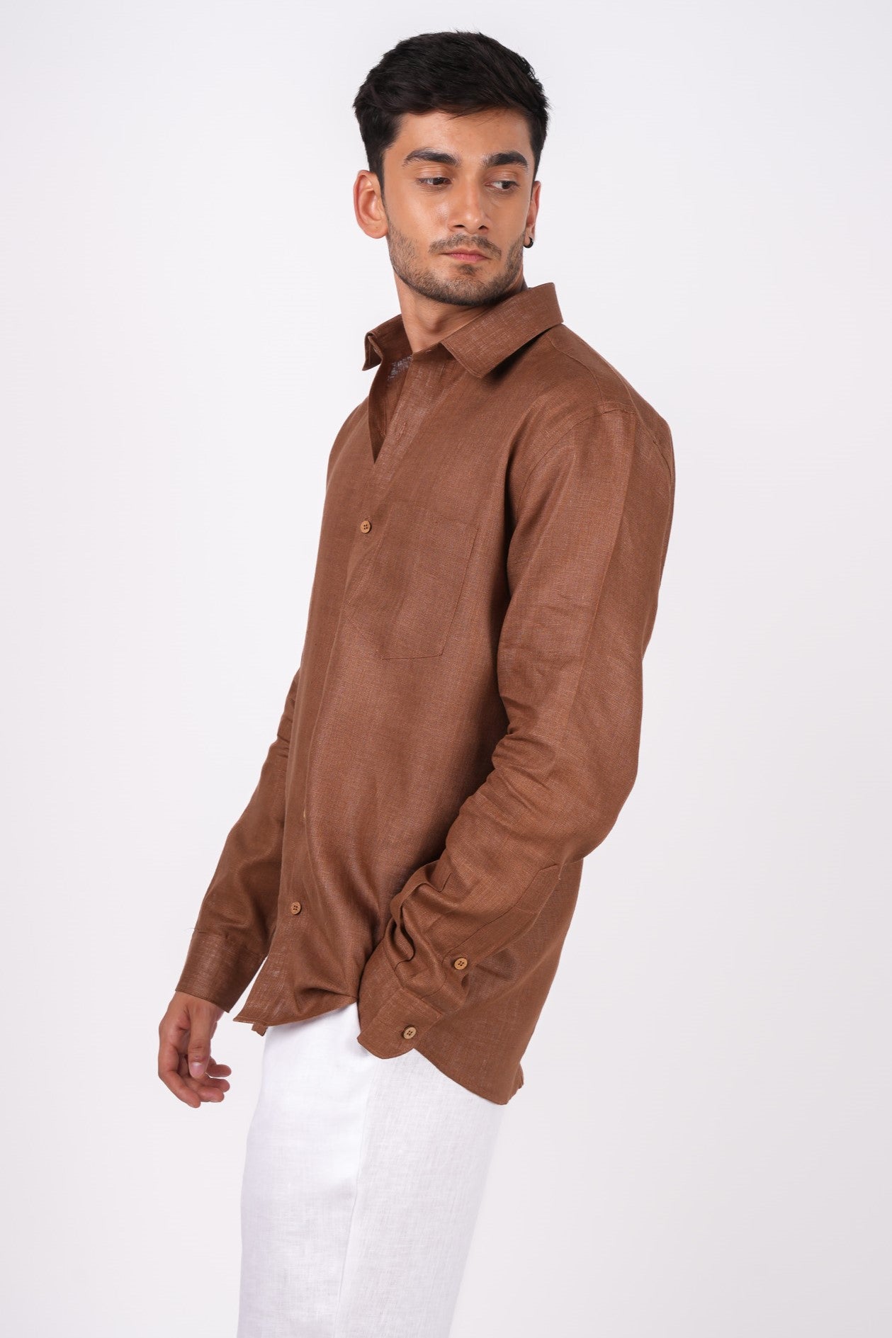 Mocha Brown Regular Collar Shirt