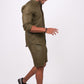 Forest Green Co-ord Set- Includes Pair of Shorts and Chinese Collar shirt