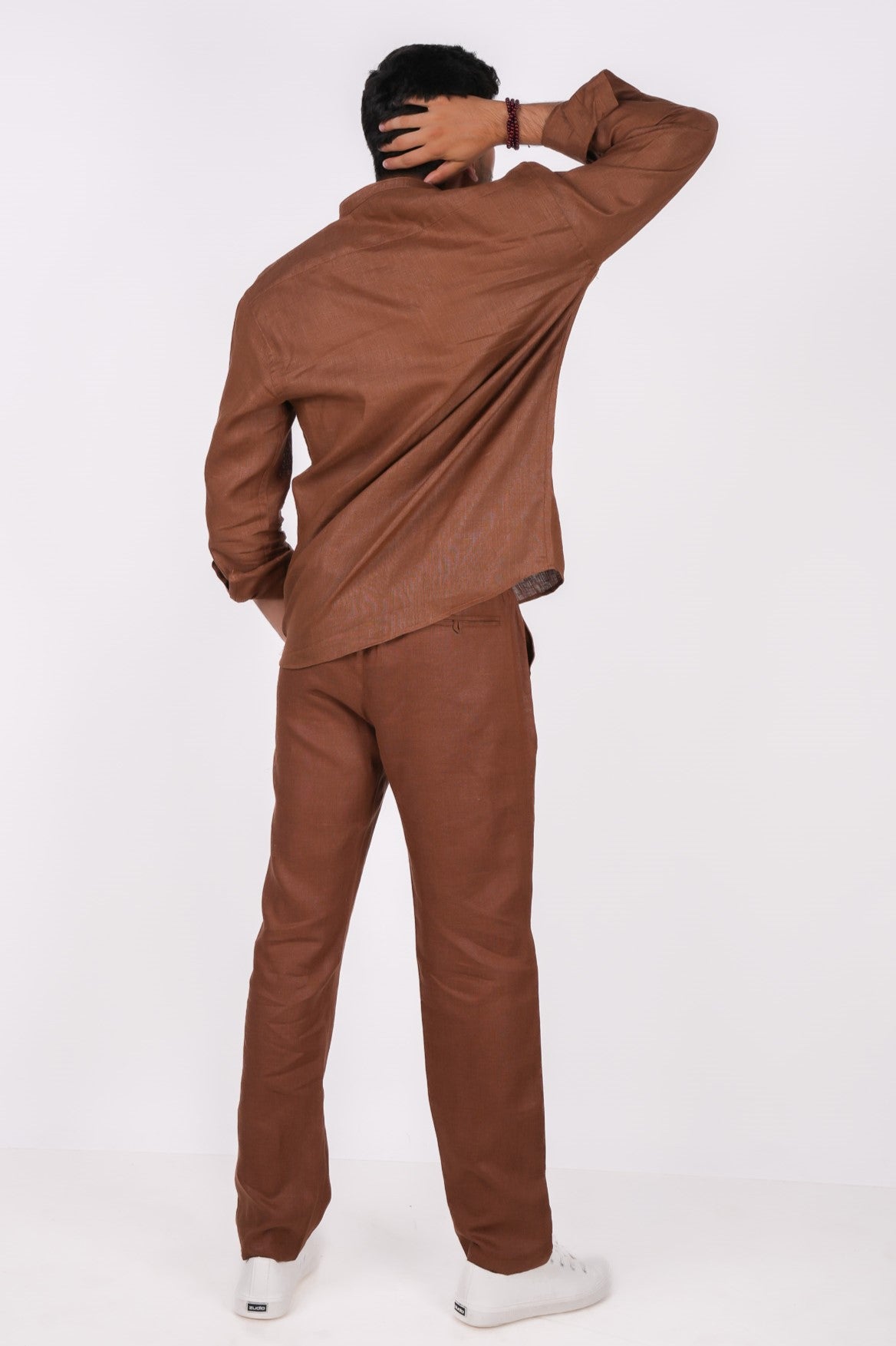 Mocha Brown Co-ord Set- Includes Pair of Pants and Chinese Collar shirt