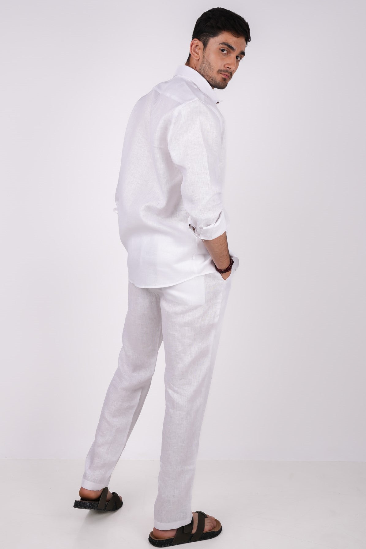 Pearl White Co-ord Set- Includes Pair of Pants and Regular Collar shirt