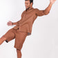 Mocha Brown Co-ord Set- Includes Pair of Shorts and Chinese Collar shirt