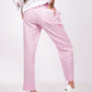  Baby Pink Linen Pants for women | Flat Front Linen Pants | Linen Pants with wooden button | Linen pants for women | Pink Linen Pants | Half elastic Linen pants | Pure Linen Pants | Comfortable Linen pants | Linen pants with pockets | Back profile of pink linen pants | linin linen pants