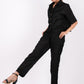 Midnight Black Linen Co-Ord Set - Includes Pair of Pants and Half Sleeves Drooping Shoulder Shirt