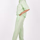 Kiwi Green Linen Co-Ord Set - Includes Pair of Pants and Half Sleeves Drooping Shoulder Shirt