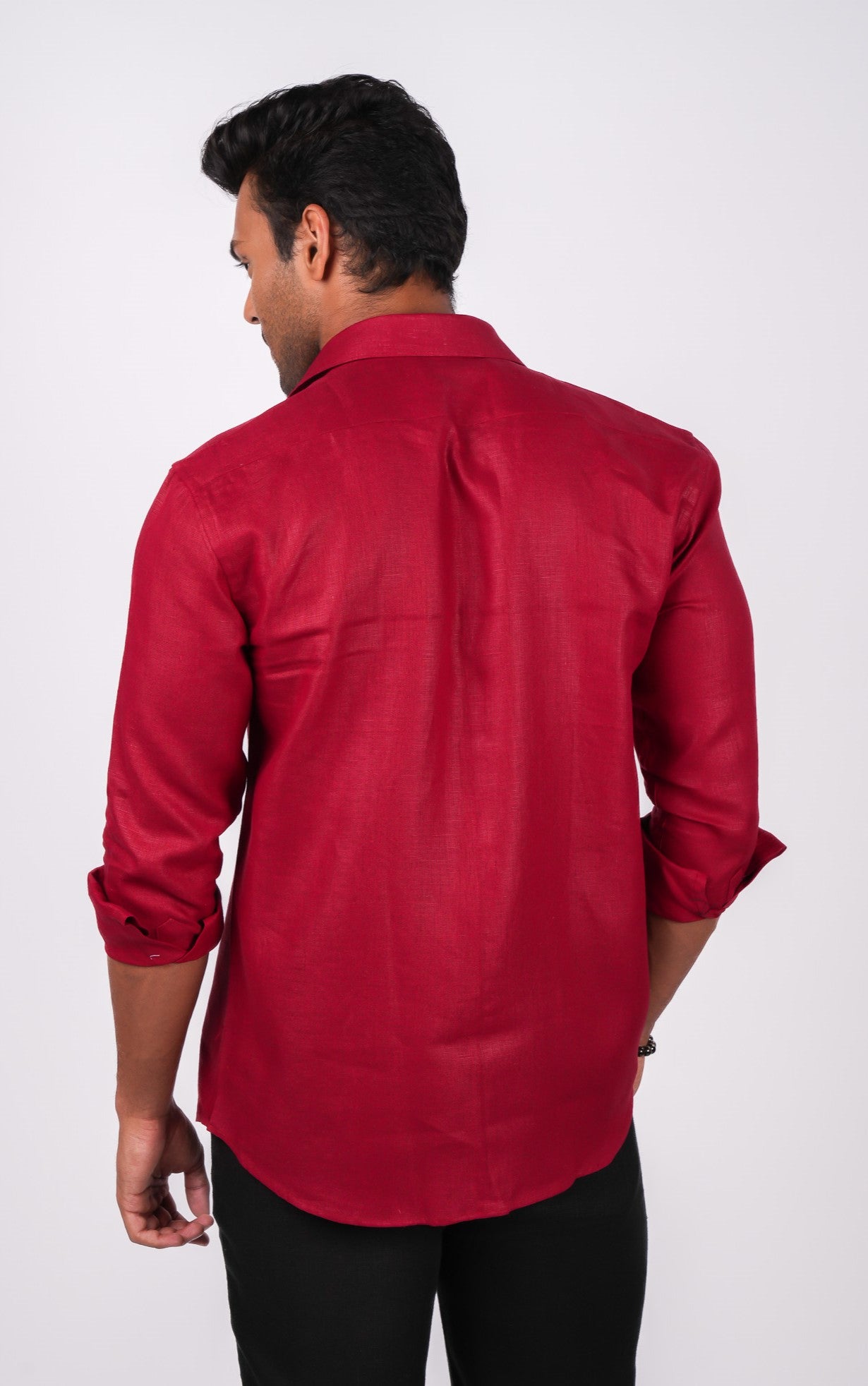 Cherry Red Regular Collar Shirt