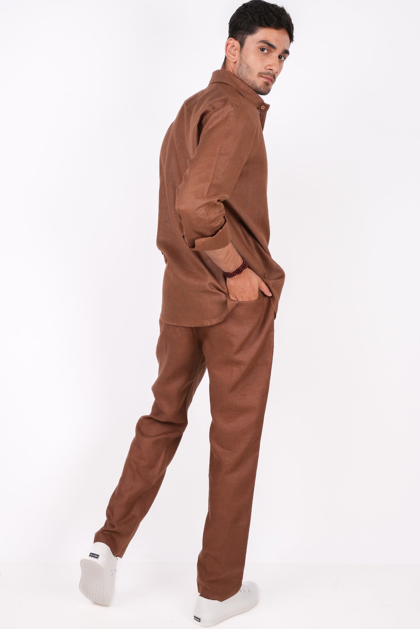 Mocha Brown Co-ord Set- Includes Pair of Pants and Regular Collar shirt