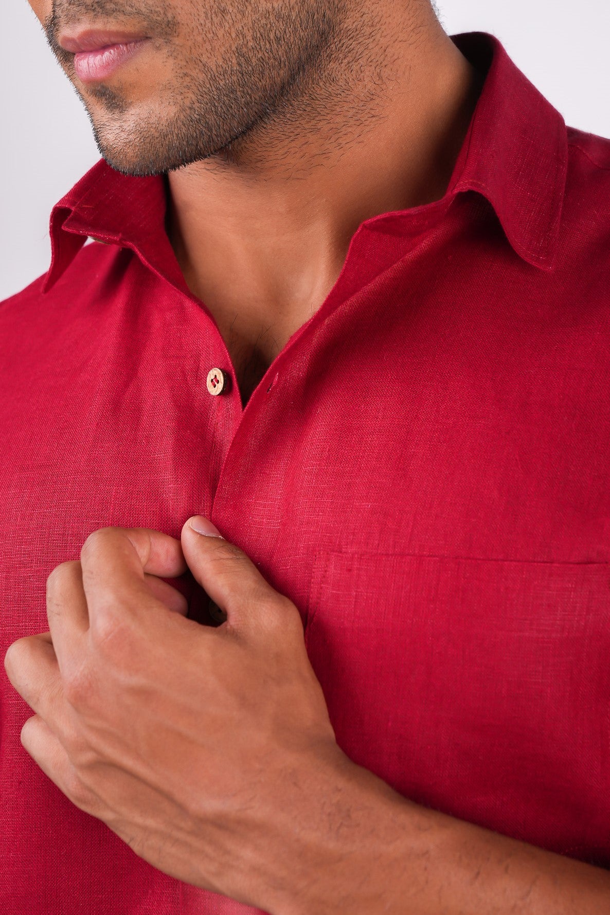 Cherry Red Regular Collar Shirt