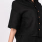 Midnight Black Linen Co-Ord Set - Includes Pair of Pants and Half Sleeves Drooping Shoulder Shirt