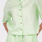 Kiwi Green Linen Co-Ord Set - Includes Pair of Pants and Half Sleeves Drooping Shoulder Shirt