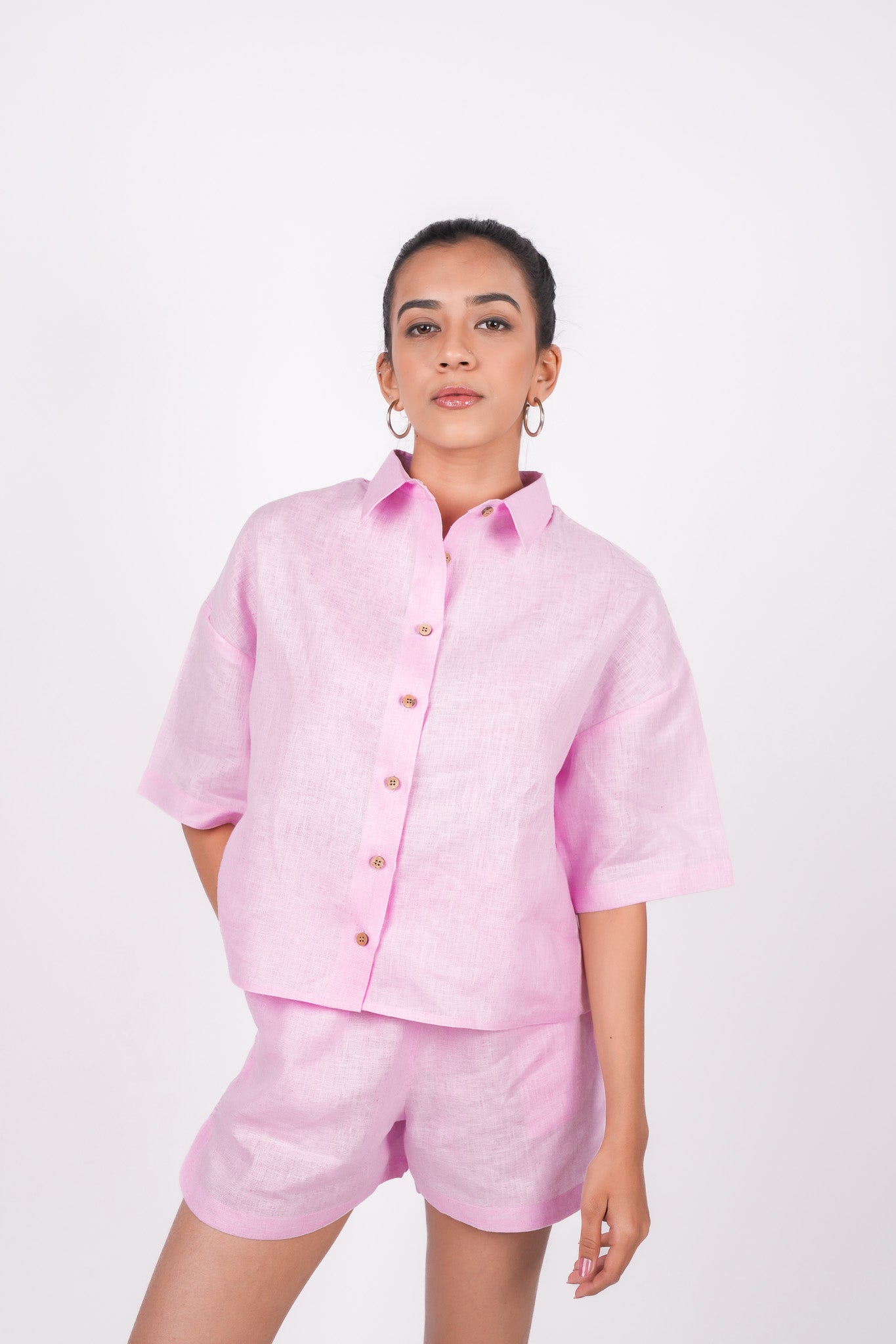 Baby Pink Linen Shorts