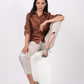 Mocha Brown Full Sleeves Spread Collar Linen Shirt